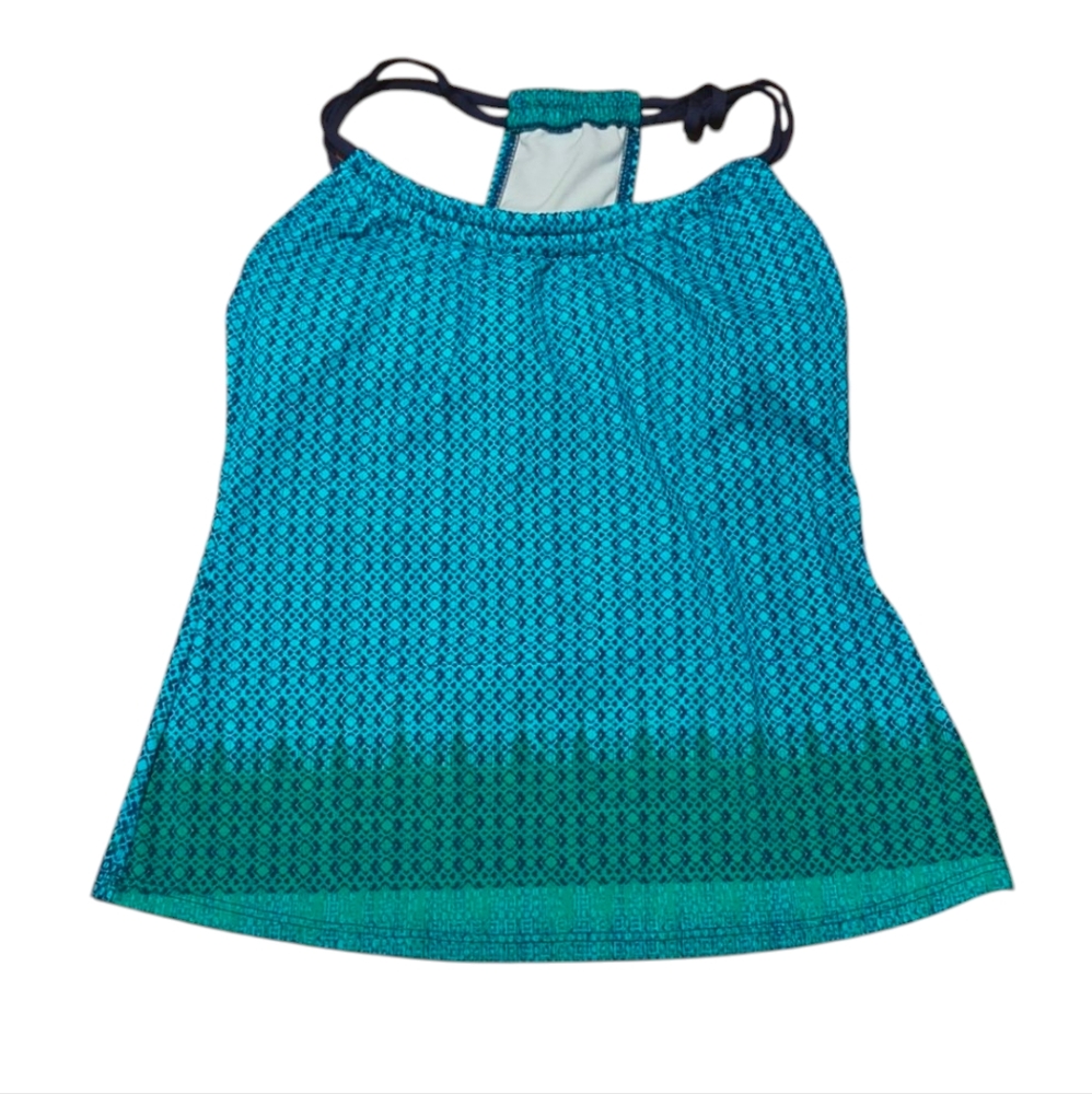 Next by Athena Shirred Tankini Top Blue & Green Geometric 32B/C  NWT